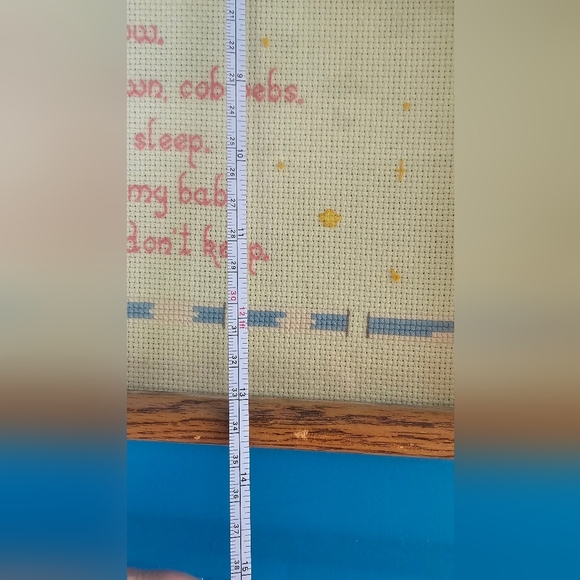 VTG Framed Cross-Stitch Art with Sweet Saying Mother Parent Baby - Picture 2 of 3